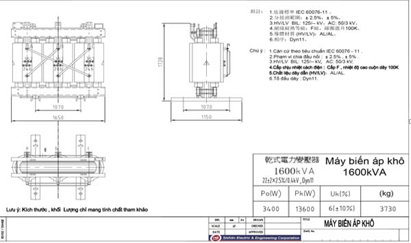 Bảng So Sánh Máy Biến Áp Khô Đồng và Nhôm (THIBIDI - SHIHLIN)