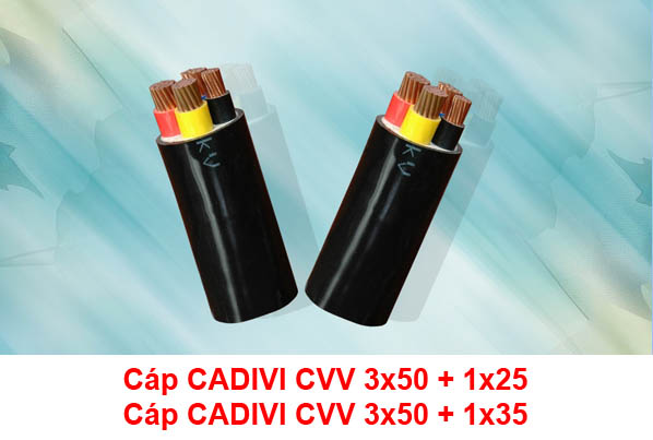 Cáp Điện CADIVI CVV 3x50 + 1x25, 3x50 + 1x35 0.6/1kV