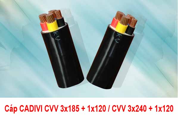 Giá Cáp Điện CADIVI CVV 3x185 + 1x120 - CVV 3x240 + 1x120 0,6/1kV